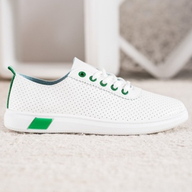 SHELOVET Sneakers Traforate Con Ecopelle bianca 1