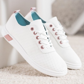 SHELOVET Sneakers Traforate Con Ecopelle bianco 2