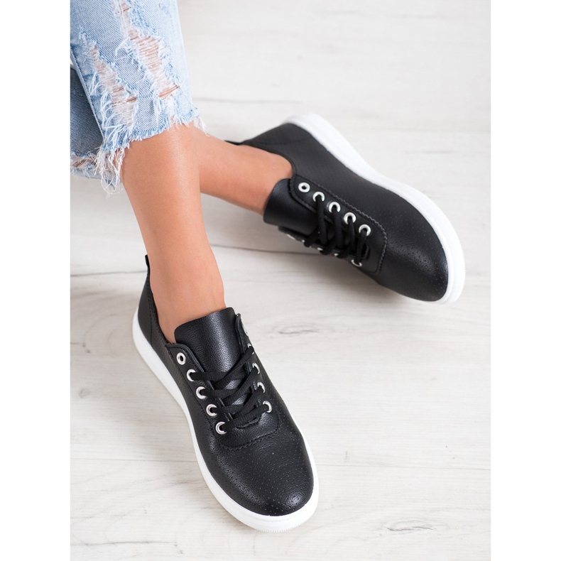 SHELOVET Sneakers Traforate Con Ecopelle nero 1
