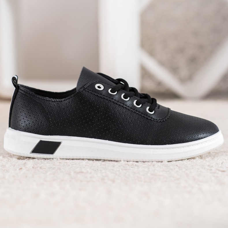 SHELOVET Sneakers Traforate Con Ecopelle nero 2