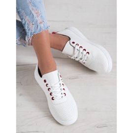 SHELOVET Sneakers Traforate Con Ecopelle bianca 1