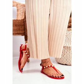 LU BOO Sandali di gomma da donna Infradito rosse Perle Denise rosso 2