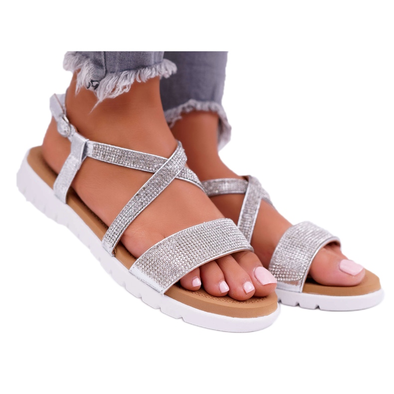 Sandali Donna Lu Boo Con Cubic Zirconia 406-5 Argento Stella grigio 3
