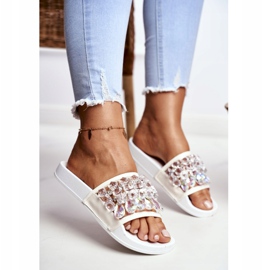 Ciabatte Donna Lu Boo Cristalli Bianco Bobbi 2