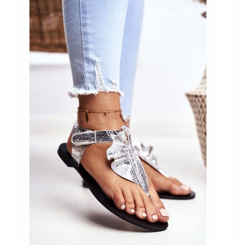 Lu Boo Sandali Infradito Metallic Lottie Velcro grigio 1