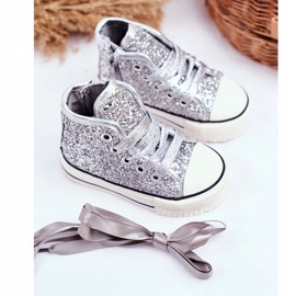 FRROCK Sneakers Bambini High Shiny Silver Ally d'argento 1