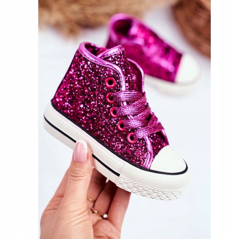 FRROCK Sneakers Bambini High Shiny Pink Ally rosa 2