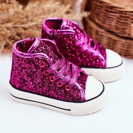 FRROCK Sneakers Bambini High Shiny Pink Ally rosa 1