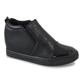 Sneakers nere sulla zeppa DD409-1 nero 1