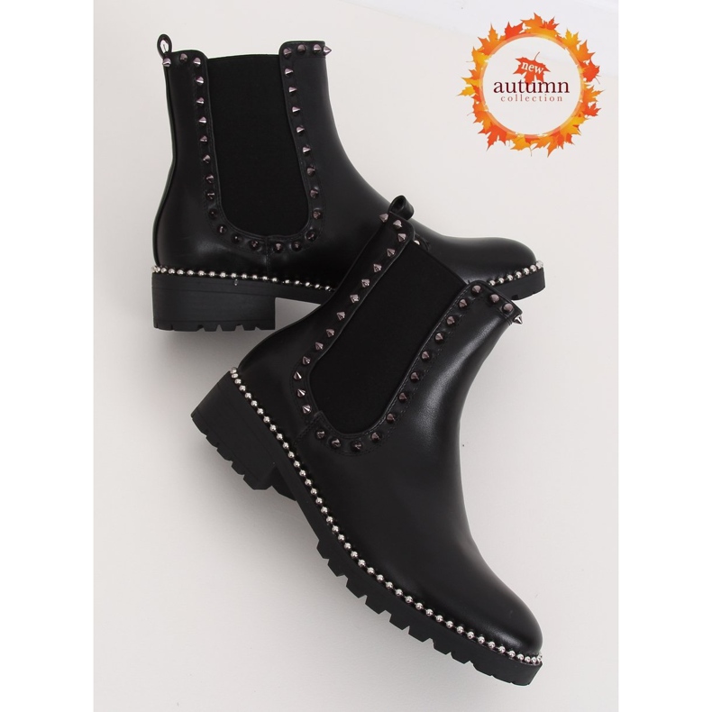 Stivaletti Chelsea neri con borchie nere NC826 Black nero 1