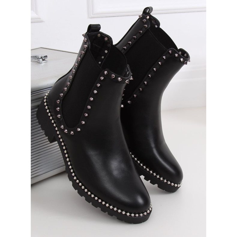 Stivaletti Chelsea neri con borchie nere NC826 Black nero 2