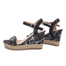 Sandali neri con zeppa espadrillas 181 nero 1