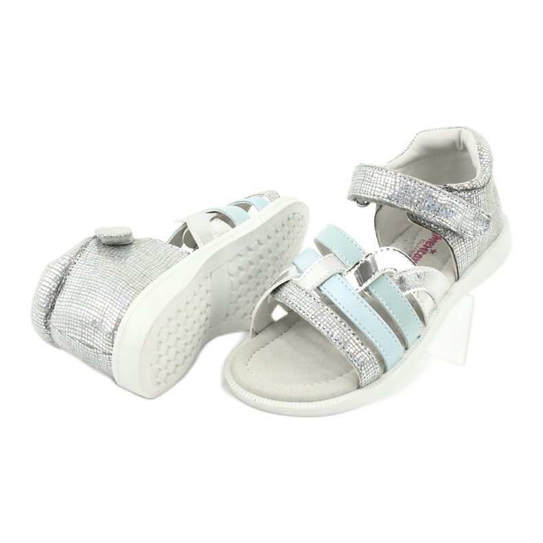 American Club Sandali delle ragazze con inserto in pelle del tallone GC26 argento 3