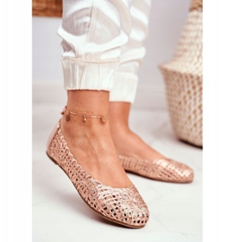 Lu Boo Ballerine da donna in oro rosa traforato intrecciato Carry 1