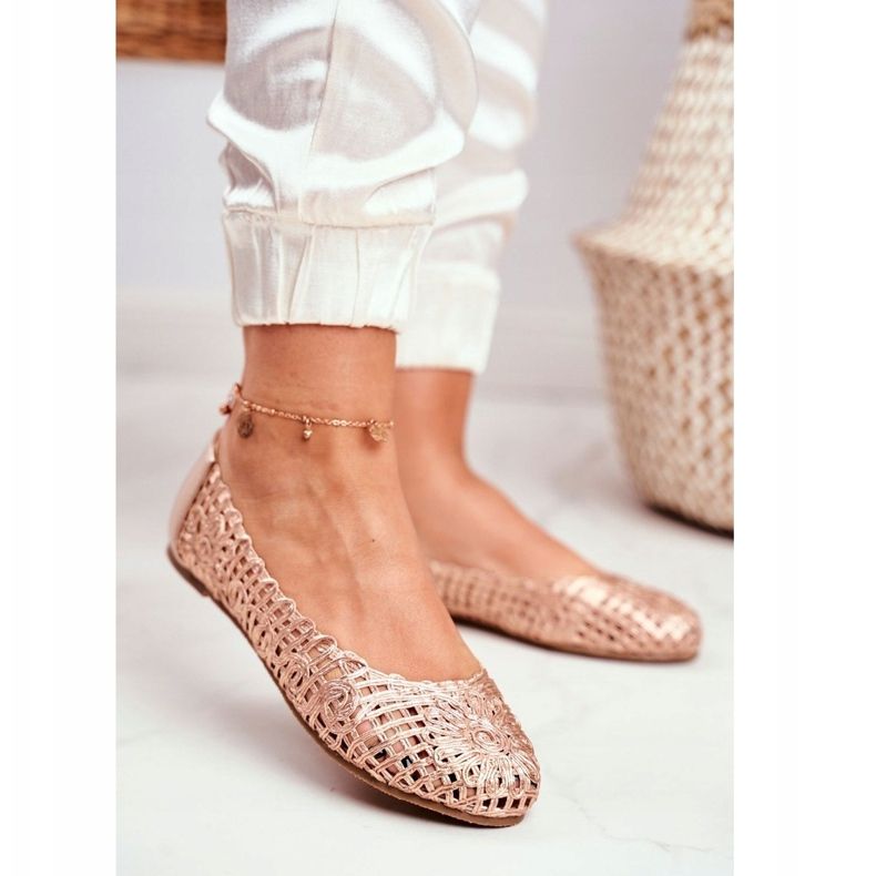 Lu Boo Ballerine da donna in oro rosa traforato intrecciato Carry 1