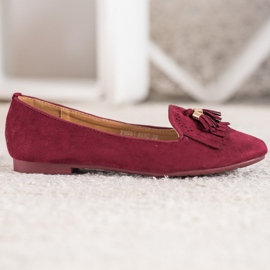 Fama Signori in pelle scamosciata con frange rosso 2