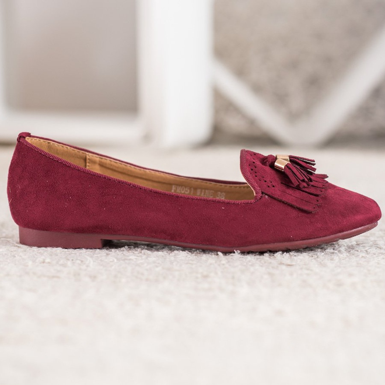 Fama Signori in pelle scamosciata con frange rosso 2