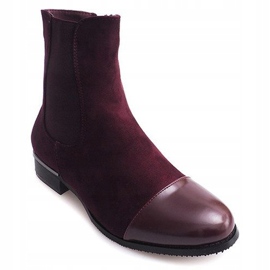 XF220 Stivaletti scamosciati bordeaux con cerniera rosso multicolore 1