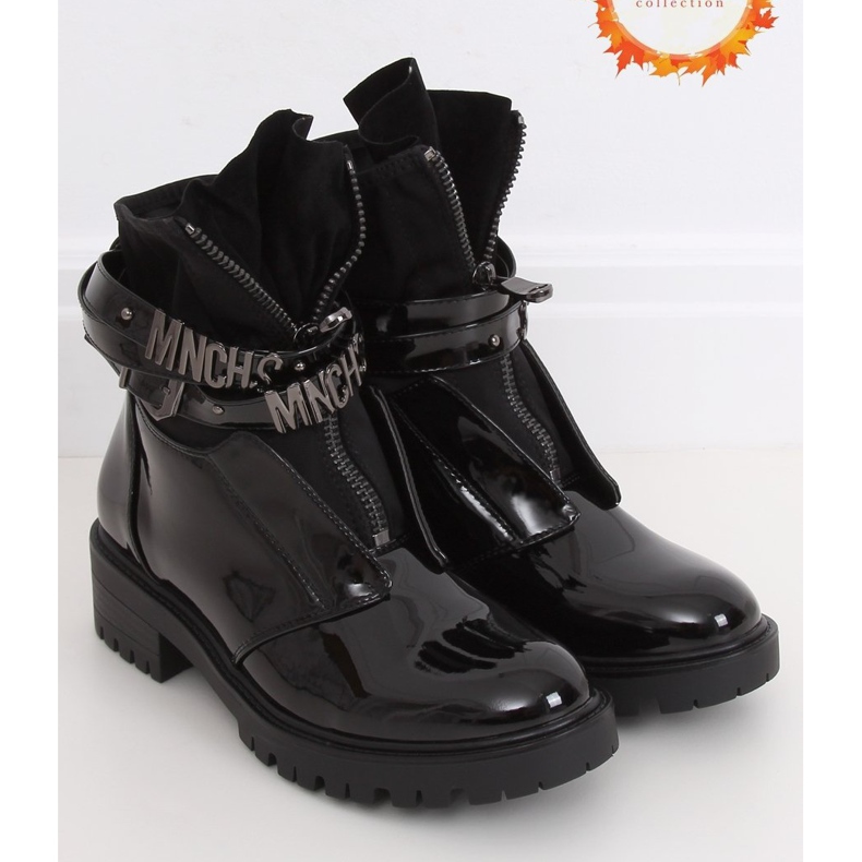 Stivali laccati su una massiccia suola nera NC1039 Black nero 1
