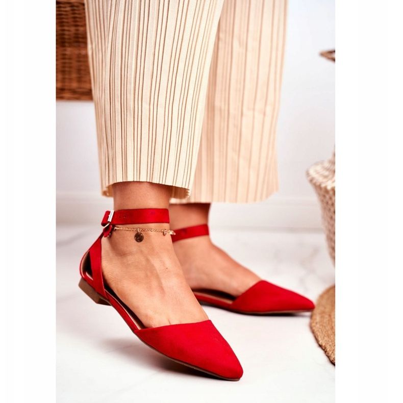 PS1 Ballerine piatte rosse da donna con cintura con Allison Spitz rosso 1