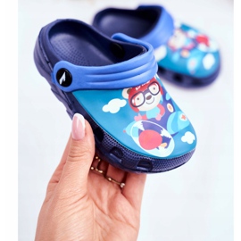 Pantofole per bambini Foam Crocs Navy Blue Teddy Bear Pilot SuperFly blu navy 2