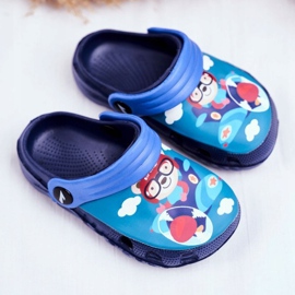 Pantofole per bambini Foam Crocs Navy Blue Teddy Bear Pilot SuperFly blu navy 1