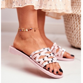LU BOO Pantofole rosa da donna con borchie in gomma 1