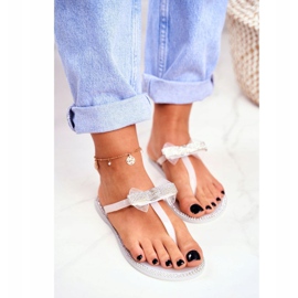 LU BOO Pantofole in gomma da donna infradito bianche con strass Lou bianca 1