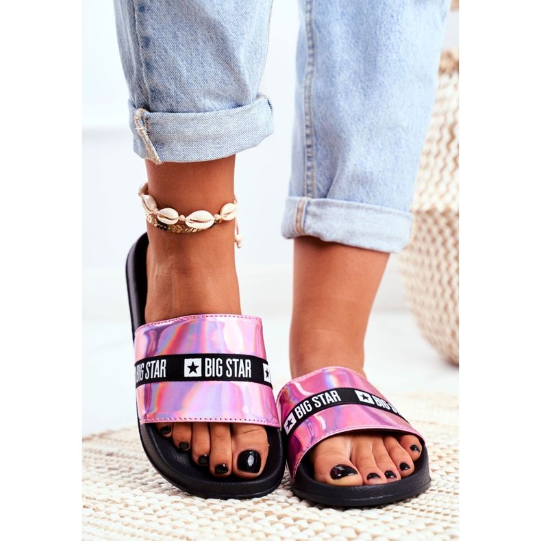 Pantofole da donna Big Star Pink Holo GG274008 rosa 2