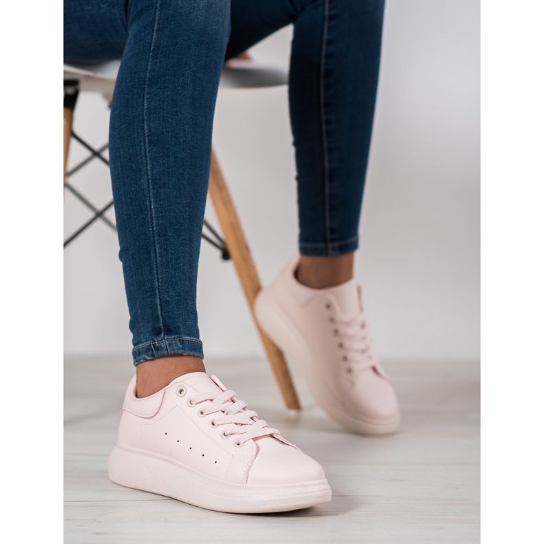 SHELOVET Scarpe da ginnastica in polvere sulla piattaforma rosa 1