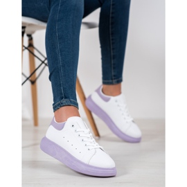 SHELOVET Sneakers Sulla Piattaforma Viola bianca 1