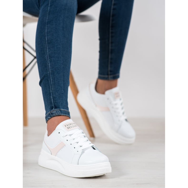 SHELOVET Scarpe da ginnastica di design alla moda bianco 1