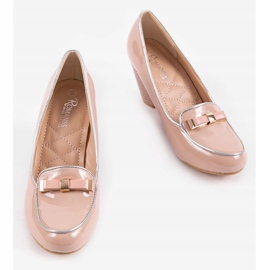 Décolleté beige con zeppa con fiocco 0088-4 marrone 2