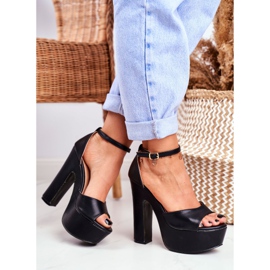 LU BOO Sandali neri alti su una piattaforma da bar HighShoes nero 2