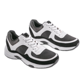 Sneakers sportive bianche alla moda realizzate in ecopelle CH005 bianca nero 1