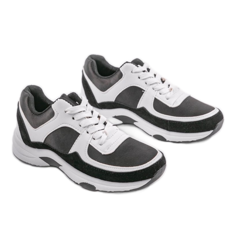 Sneakers sportive bianche alla moda realizzate in ecopelle CH005 bianco nero 1