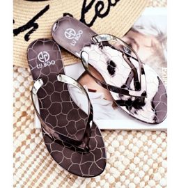Lu Boo Metallic Infradito Peltro Eltoro Ii gat. nero grigio 1