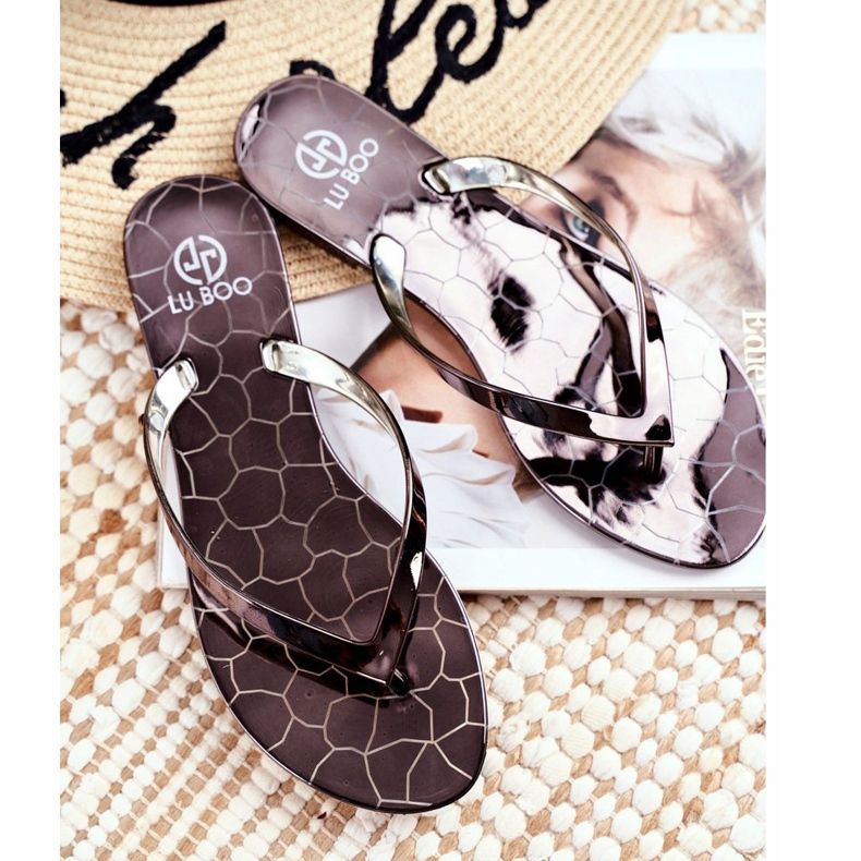 Lu Boo Metallic Infradito Peltro Eltoro Ii gat. nero grigio 1