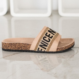 Evento Belle pantofole con cristalli beige 1