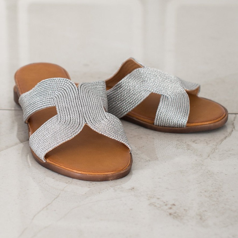 SHELOVET Eleganti pantofole argento grigio 1