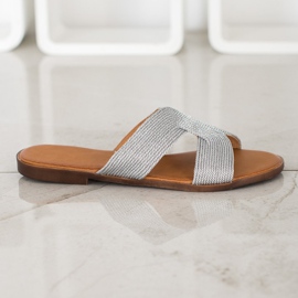 SHELOVET Eleganti pantofole argento grigio 2