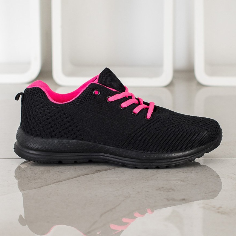SHELOVET Scarpe sportive leggere nero rosa 2