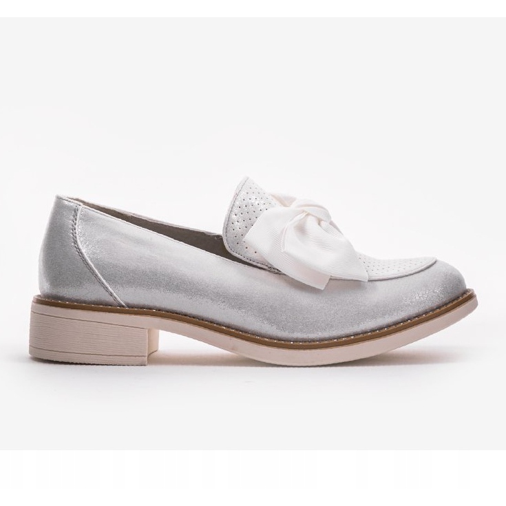 Scarpe slip-on nere con fiocco RS-WED2 d'argento grigio 1