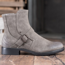 J. Star Stivali con tacco piatto grigio 1