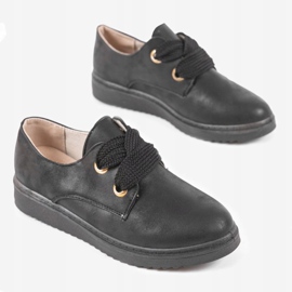 Sneakers nere sulla zeppa H-18 nero 1