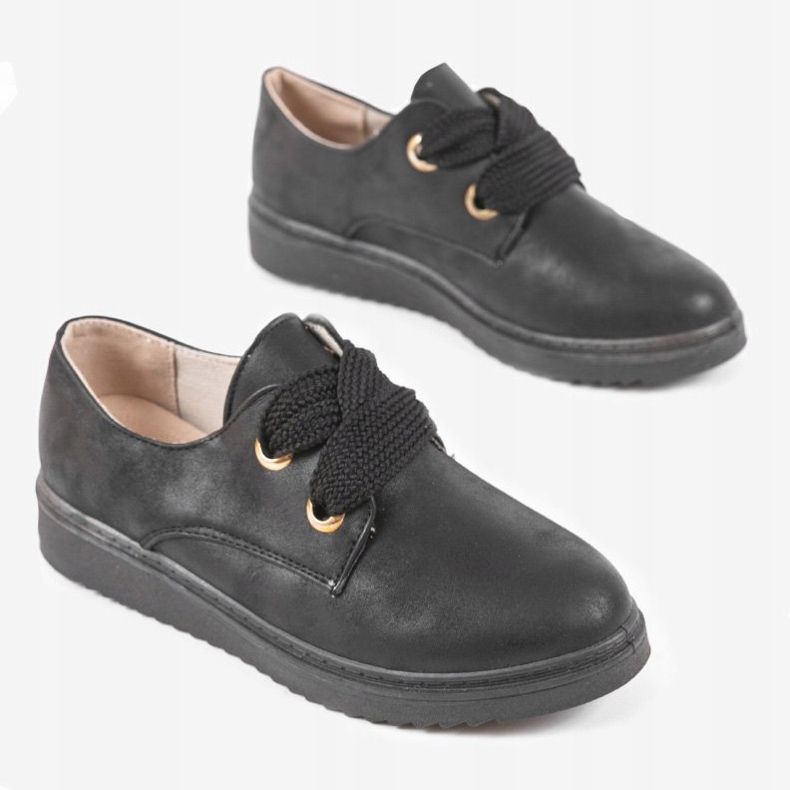 Sneakers nere sulla zeppa H-18 nero 1