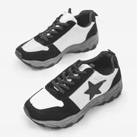 Sneakers sportive nere alla moda con la stella G-114 bianco 1