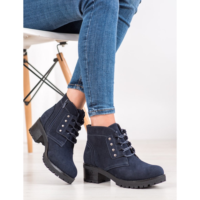 J. Star Stivaletti stringati su un palo blu navy blu 1