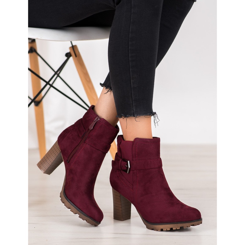 SHELOVET Stivaletti Bordeaux Con Fibbia rosso 1