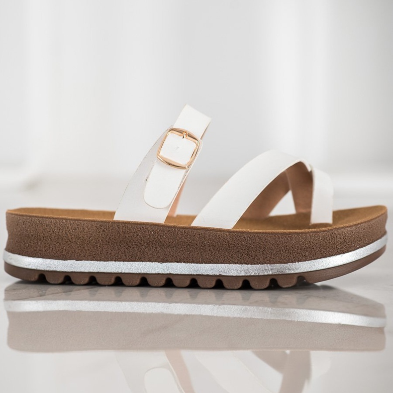 Comer Pantofole sulla piattaforma della moda bianco 1